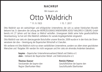 Anzeige von Otto Waldrich von MGO