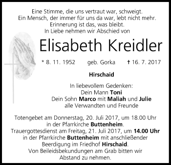 Anzeige von Elisabeth Kreidler von MGO