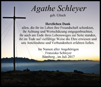 Anzeige von Agathe Schleyer von MGO