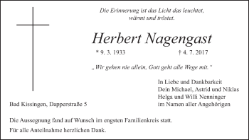 Anzeige von Herbert Nagengast von MGO