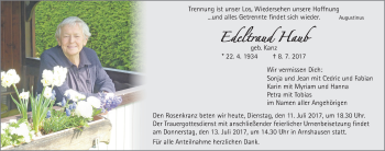 Anzeige von Edeltraud Haub von MGO