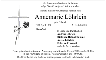 Anzeige von Annemarie Löhrlein von MGO