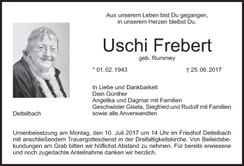 Anzeige von Uschi Frebert von MGO