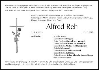Anzeige von Alfred Reh von MGO