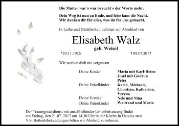 Anzeige von Elisabeth Walz von MGO