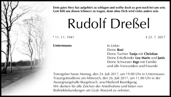 Anzeige von Rudolf Dreßel von MGO