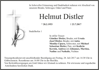 Anzeige von Helmut Distler von MGO