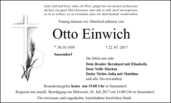 Anzeige von Otto Einwich von MGO