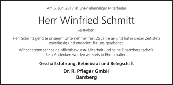 Anzeige von Winfried Schmitt von MGO