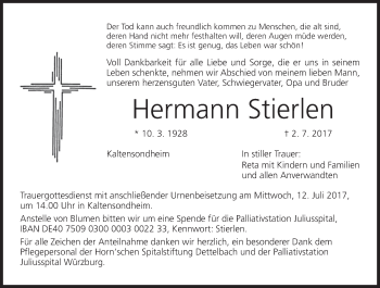 Anzeige von Hermann Stierlen von MGO