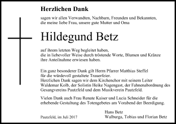 Anzeige von Hildegund Betz von MGO