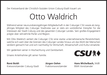 Anzeige von Otto Waldrich von MGO