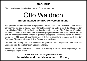 Anzeige von Otto Waldrich von MGO