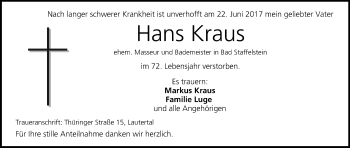 Anzeige von Hans Kraus von MGO