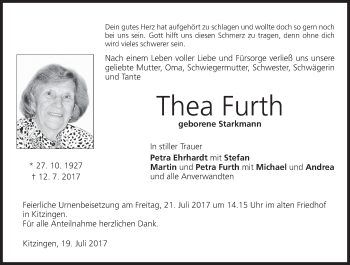 Anzeige von Thea Furth von MGO