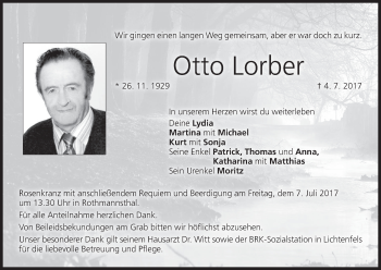 Anzeige von Otto Lorber von MGO