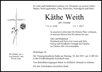 Anzeige von Käthe Weith von MGO