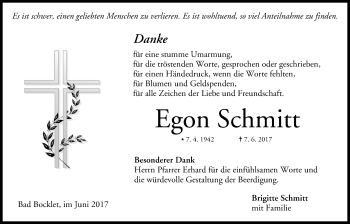 Anzeige von Egon Schmitt von MGO