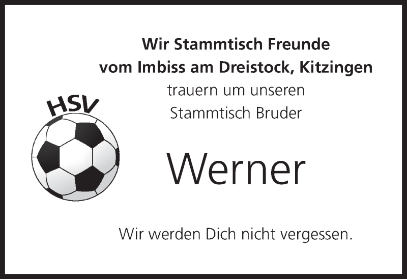  Traueranzeige für Werner  vom 26.07.2017 aus MGO