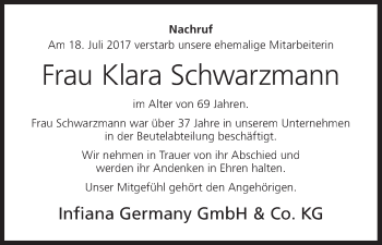 Anzeige von Klara Schwarzmann von MGO