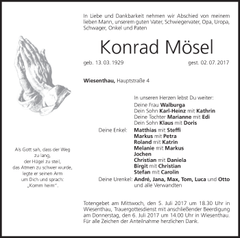 Anzeige von Konrad Mösel von MGO