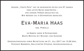 Anzeige von Eva-Maria Haas von MGO
