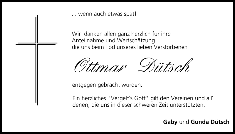 Traueranzeige für Ottmar Dütsch vom 08.07.2017 aus MGO