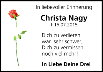 Anzeige von Christa Nagy von MGO