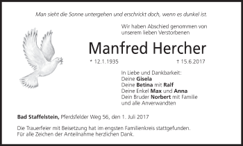 Anzeige von Manfred Hercher von MGO