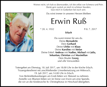 Anzeige von Erwin Ruß von MGO