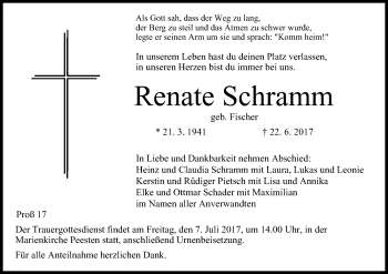 Anzeige von Renate Schramm von MGO
