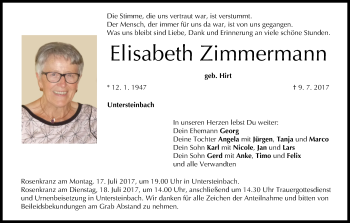 Anzeige von Elisabeth Zimmermann von MGO