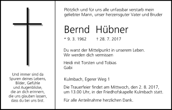 Anzeige von Bernd Hübner von MGO