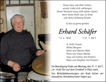 Anzeige von Erhard Schäfer von MGO