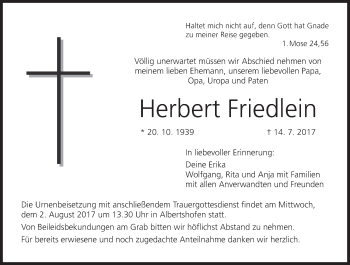 Anzeige von Herbert Friedlein von MGO