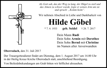 Anzeige von Hilde Göbel von MGO