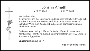 Anzeige von Johann Arneth von MGO