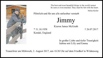 Anzeige von Kieron James McGrath von MGO