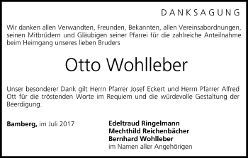 Anzeige von Otto Wohlleber von MGO