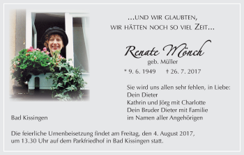 Anzeige von Renate Mönch von MGO