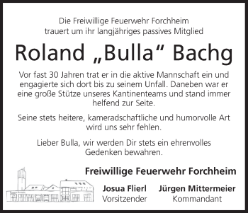 Anzeige von Roland Bachg von MGO