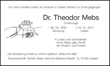Anzeige von Theodor Mebs von MGO