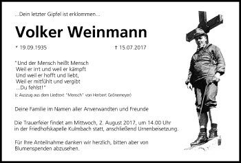 Anzeige von Volker Weinmann von MGO