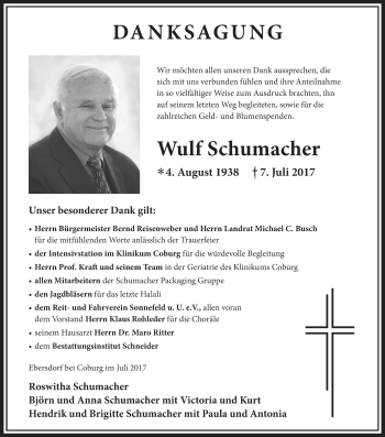 Anzeige von Wulf Schumacher von MGO