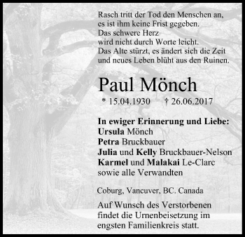 Anzeige von Paul Mönch von MGO