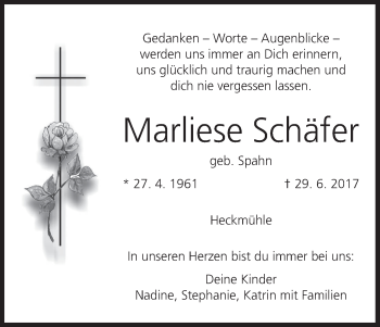 Anzeige von Marliese Schäfer von MGO