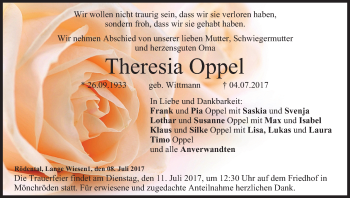 Anzeige von Theresia Oppel von MGO