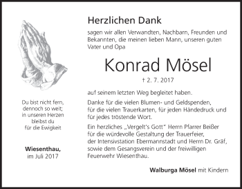Anzeige von Konrad Mösel von MGO
