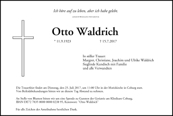 Anzeige von Otto Waldrich von MGO