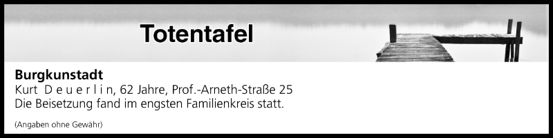  Traueranzeige für Totentafel vom 21.07.2017 vom 21.07.2017 aus MGO
